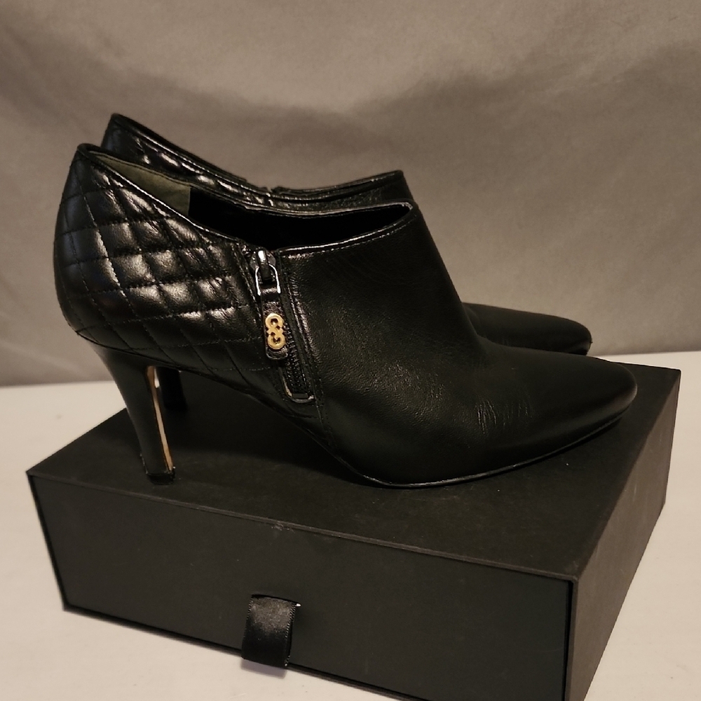 Cole Haan Black Quilted Leather Heeled Boots - Picture 4 of 6